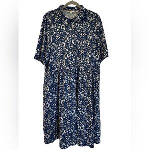 Boden Women’s Blue and White Floral Jersey Knit Dress